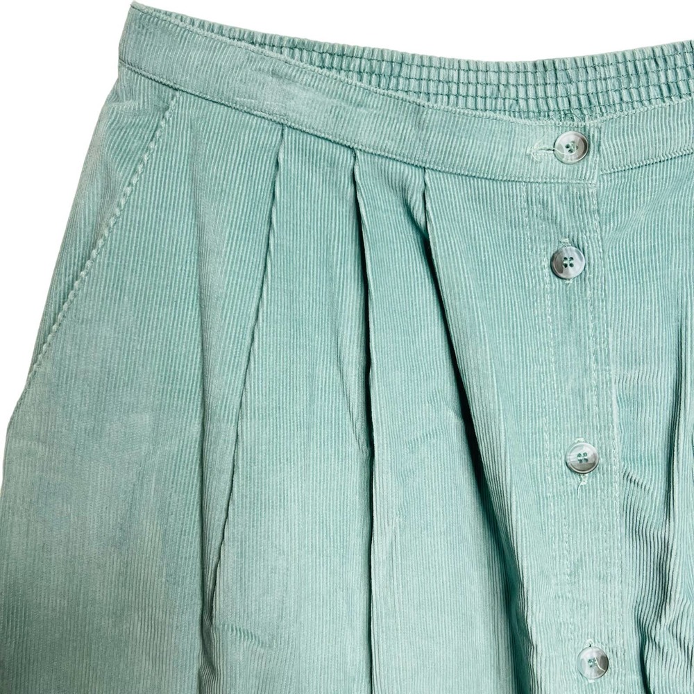 Alfred Dunner Mint Green Midi Button-Front Skirt - Picture 3 of 8